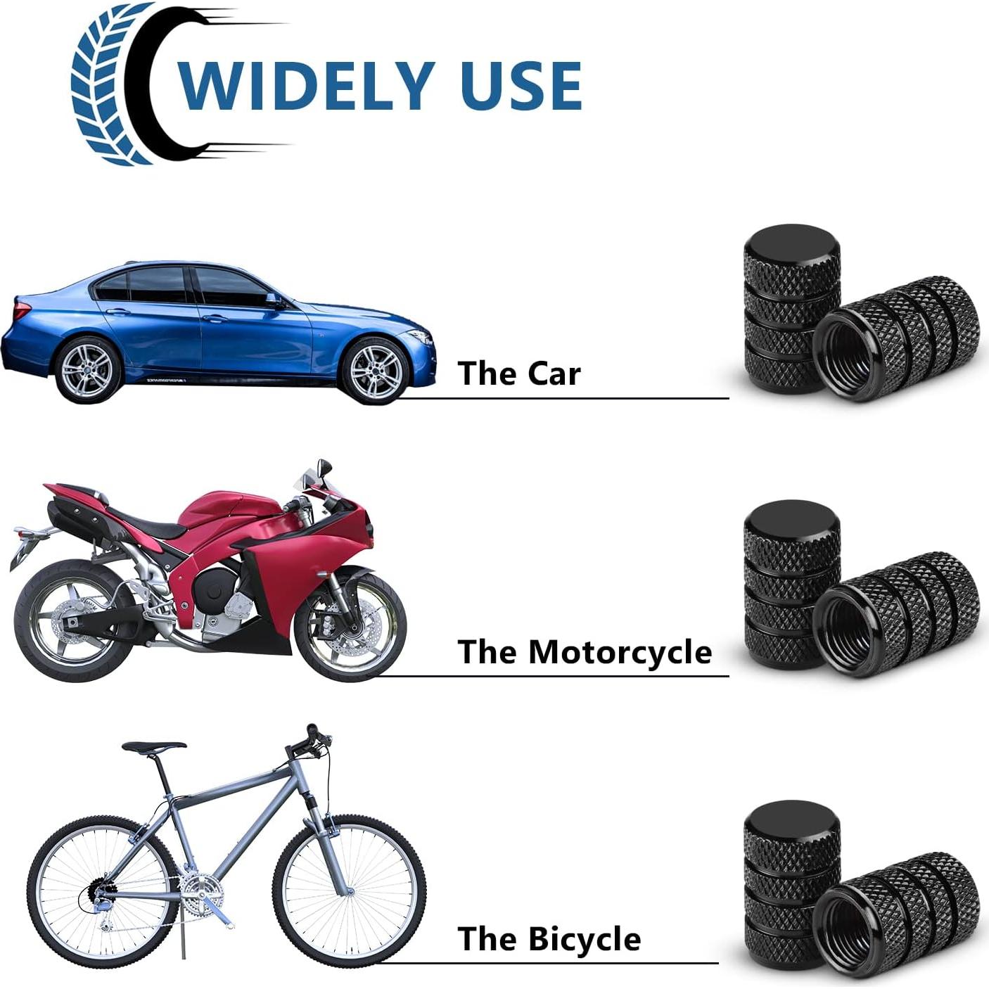 Tapas de Válvula de Neumático Ouzorp 12PCS Universal Negro