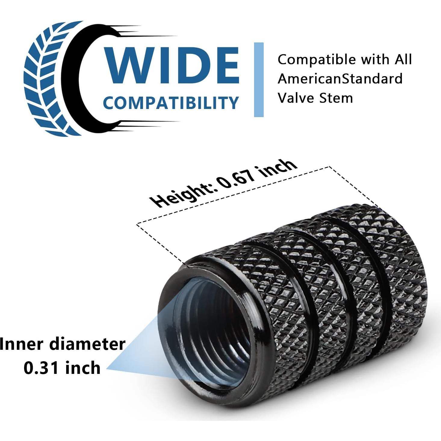 Tapas de Válvula de Neumático Ouzorp 12PCS Universal Negro