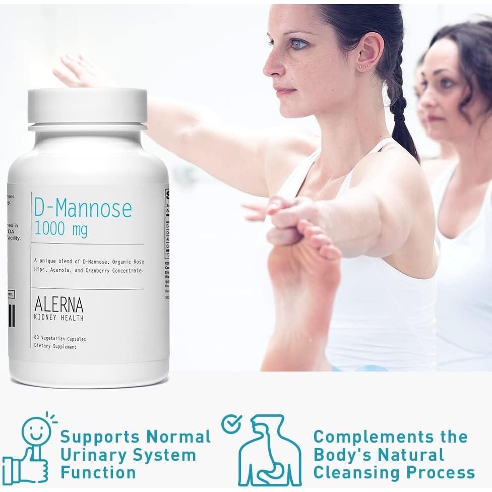 D-Mannose 1000 mg - Urinary Tract Health - with Cranberry Concentrate, Organic Rose HIPS, Acerola Extract - 60 Vegetarian Capsules