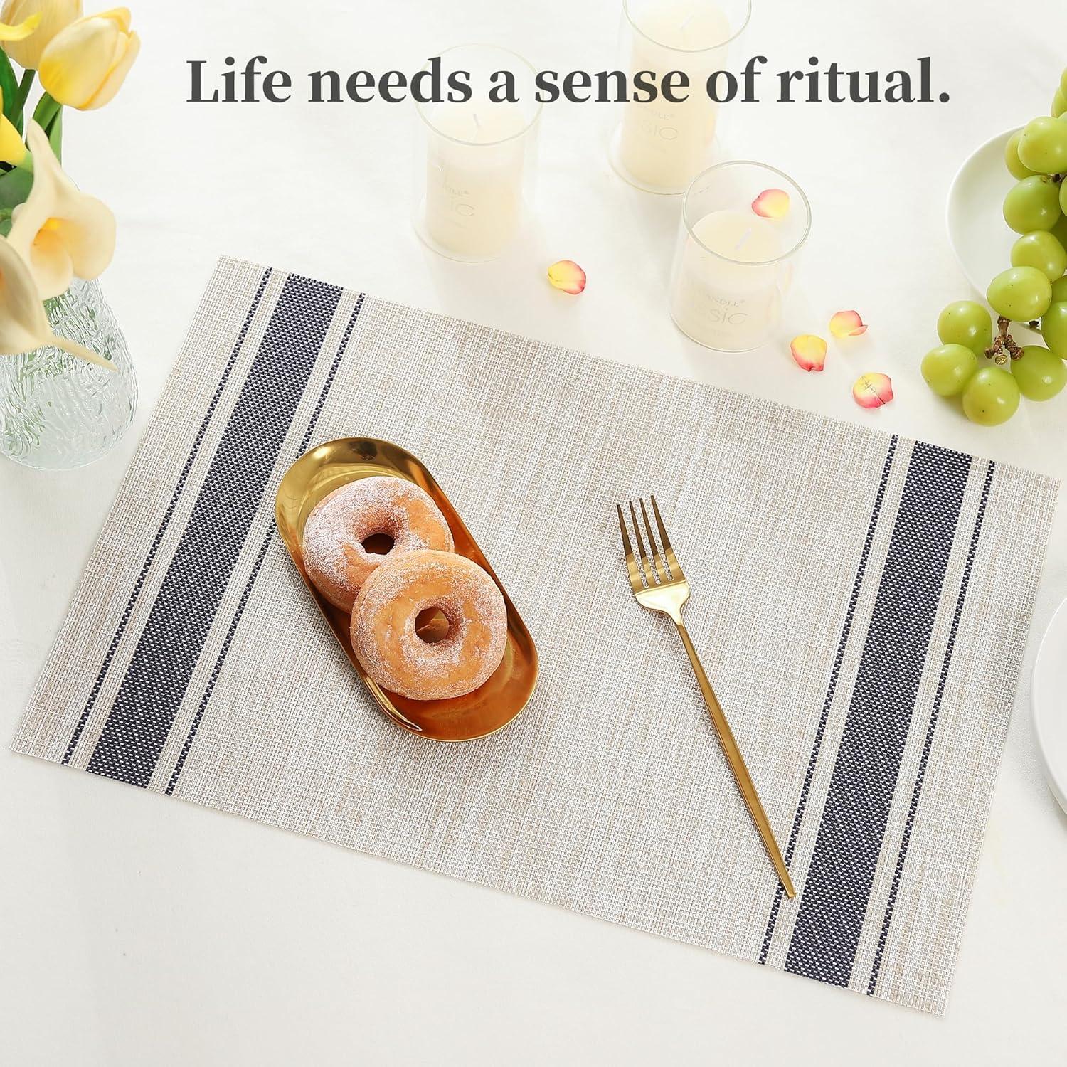 Manteles Individuales Leetaltree Caqui-Azul Juego de 6