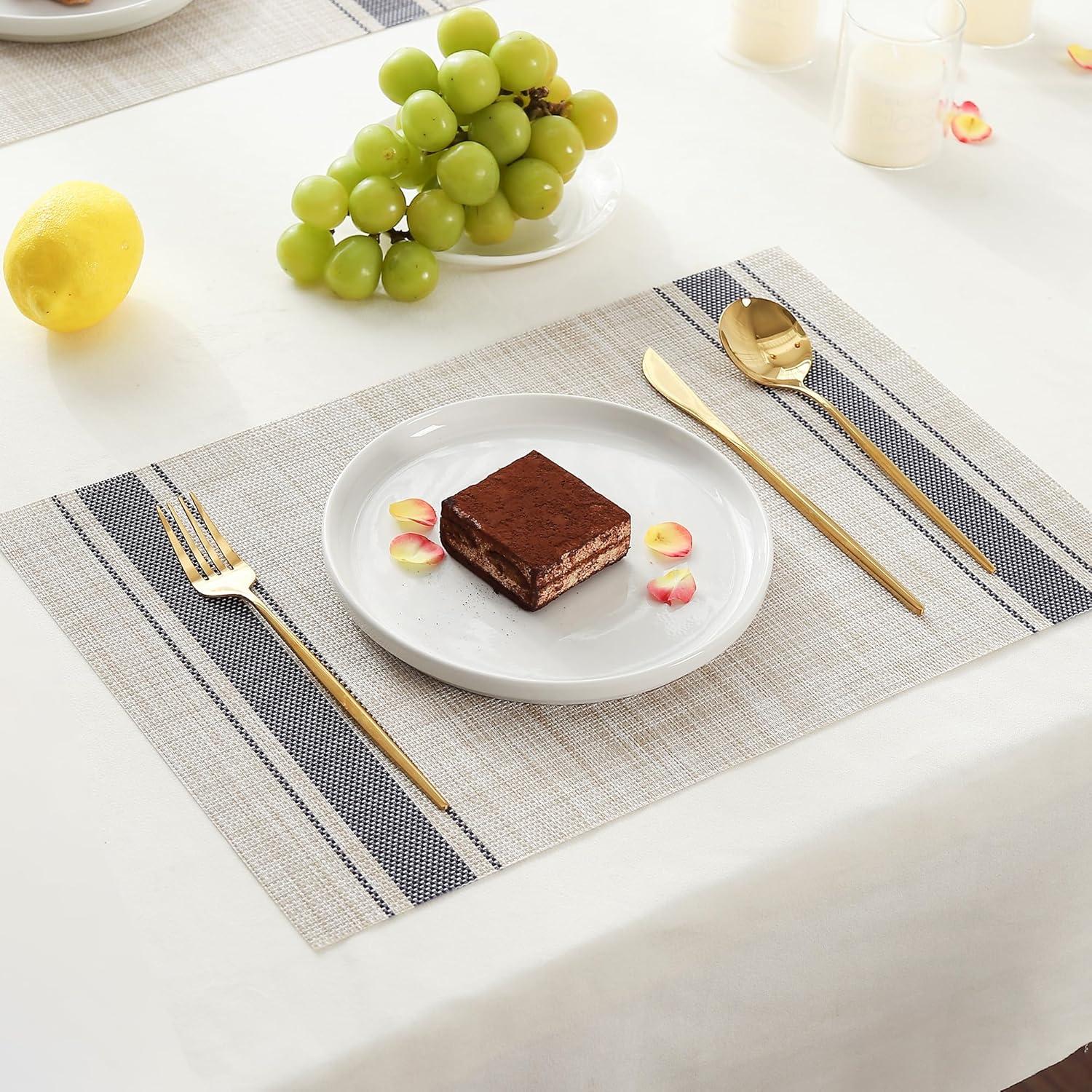 Manteles Individuales Leetaltree Caqui-Azul Juego de 6