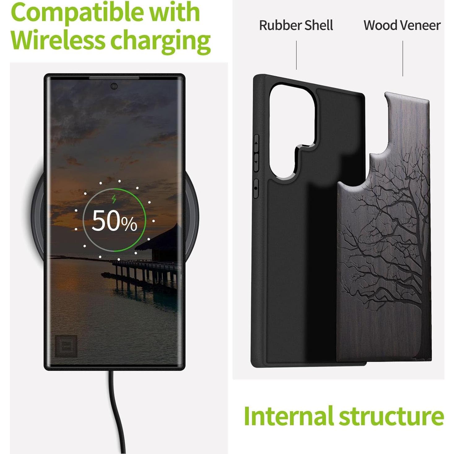 Funda de Madera Carveit para Galaxy S24 Ultra - TPU Suave