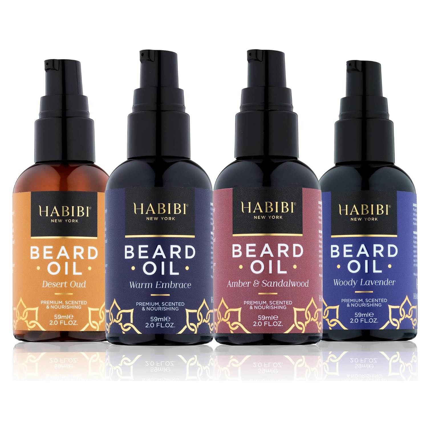 Aceite para Barba H HABIBI - Paquete de 4 Fragancias Naturales