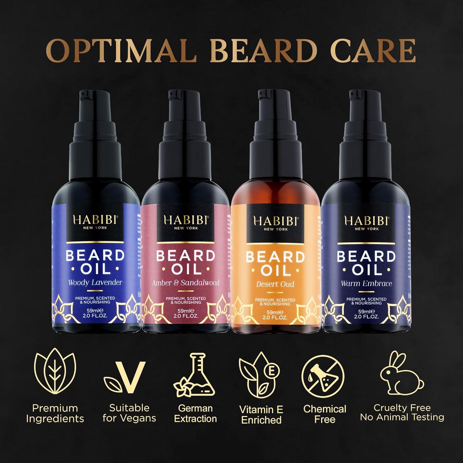 Aceite para Barba H HABIBI - Paquete de 4 Fragancias Naturales