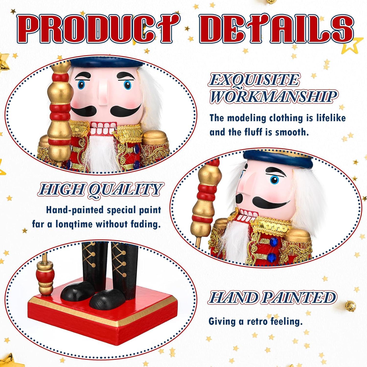 Cascanueces de Madera Karenhi 38 cm Rey Clásico Decoración Navideña