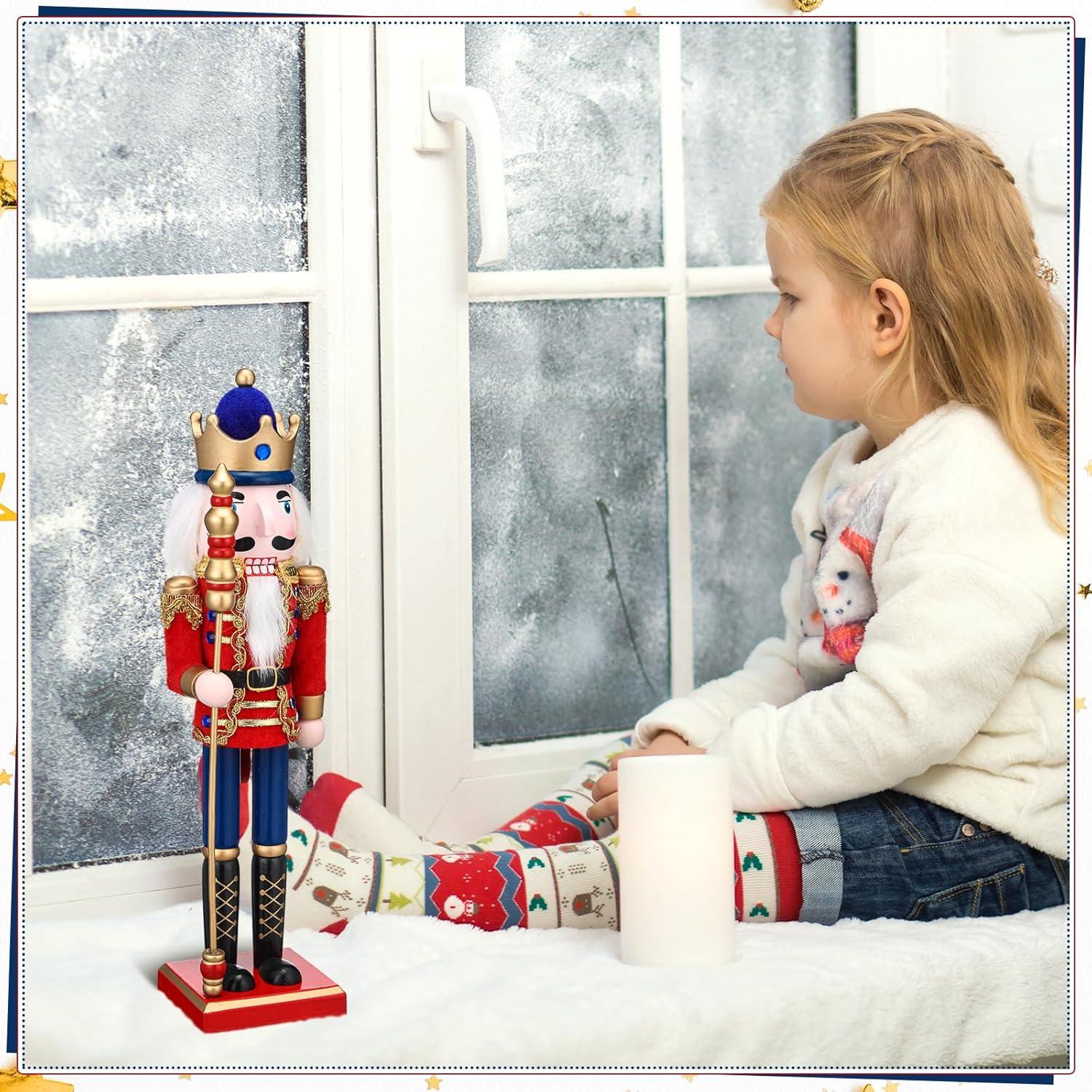 Cascanueces de Madera Karenhi 38 cm Rey Clásico Decoración Navideña