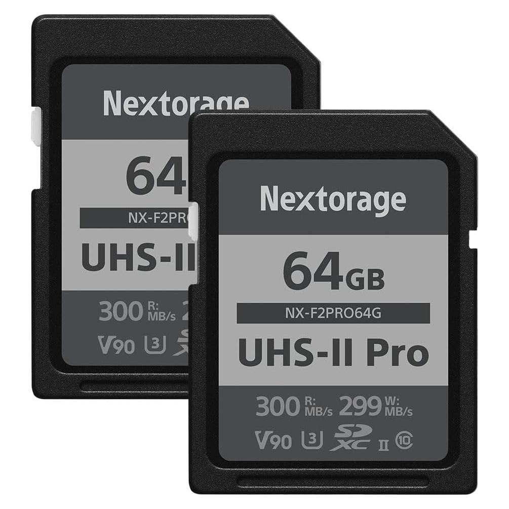 Nextorage 64GB 2pack SDXC UHS-II V90 Tarjeta SD 300MB/s