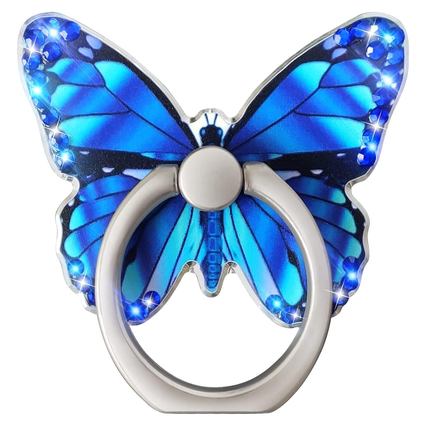 Soporte para teléfono Cavdycidy Mariposa Azul Profundo 360°