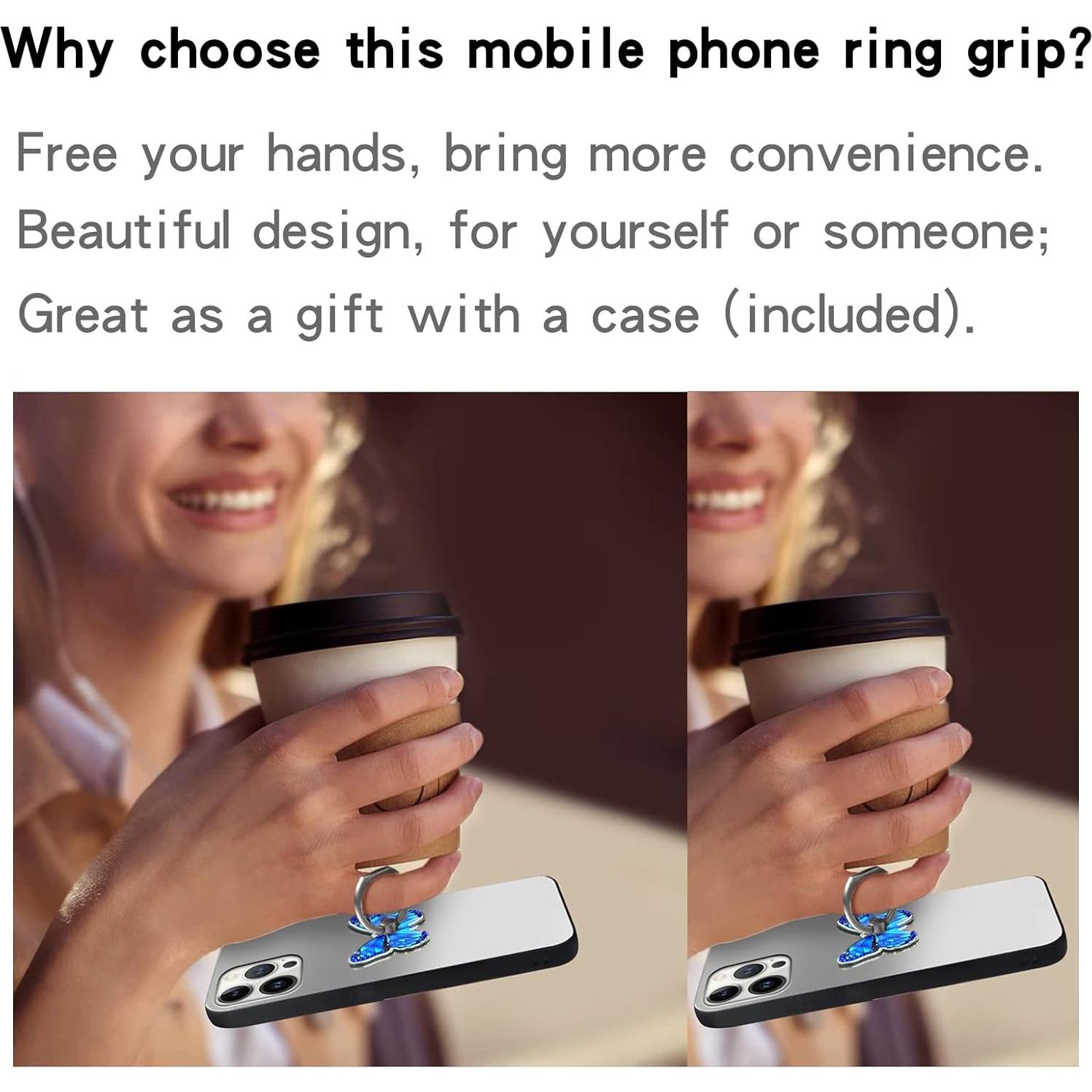 Soporte para teléfono Cavdycidy Mariposa Azul Profundo 360°