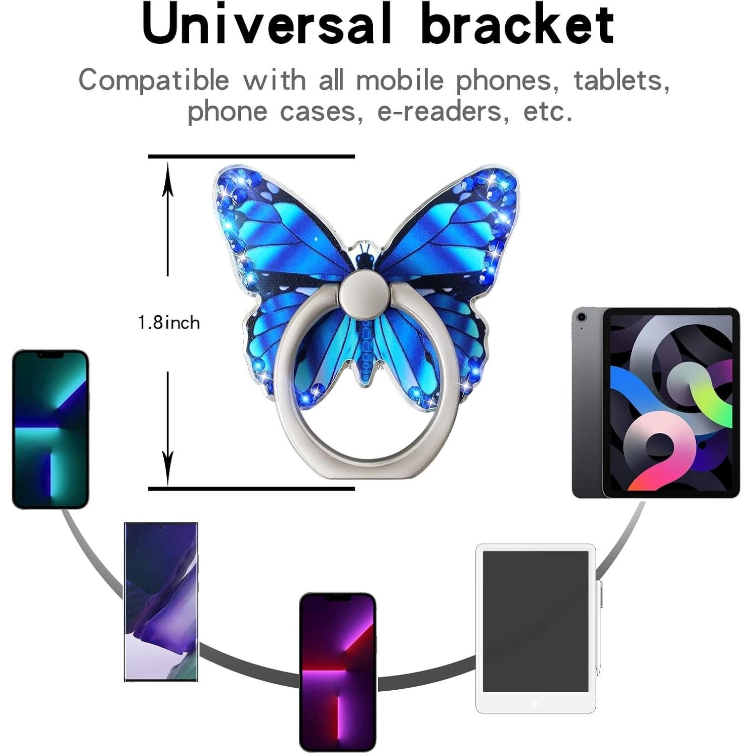Soporte para teléfono Cavdycidy Mariposa Azul Profundo 360°