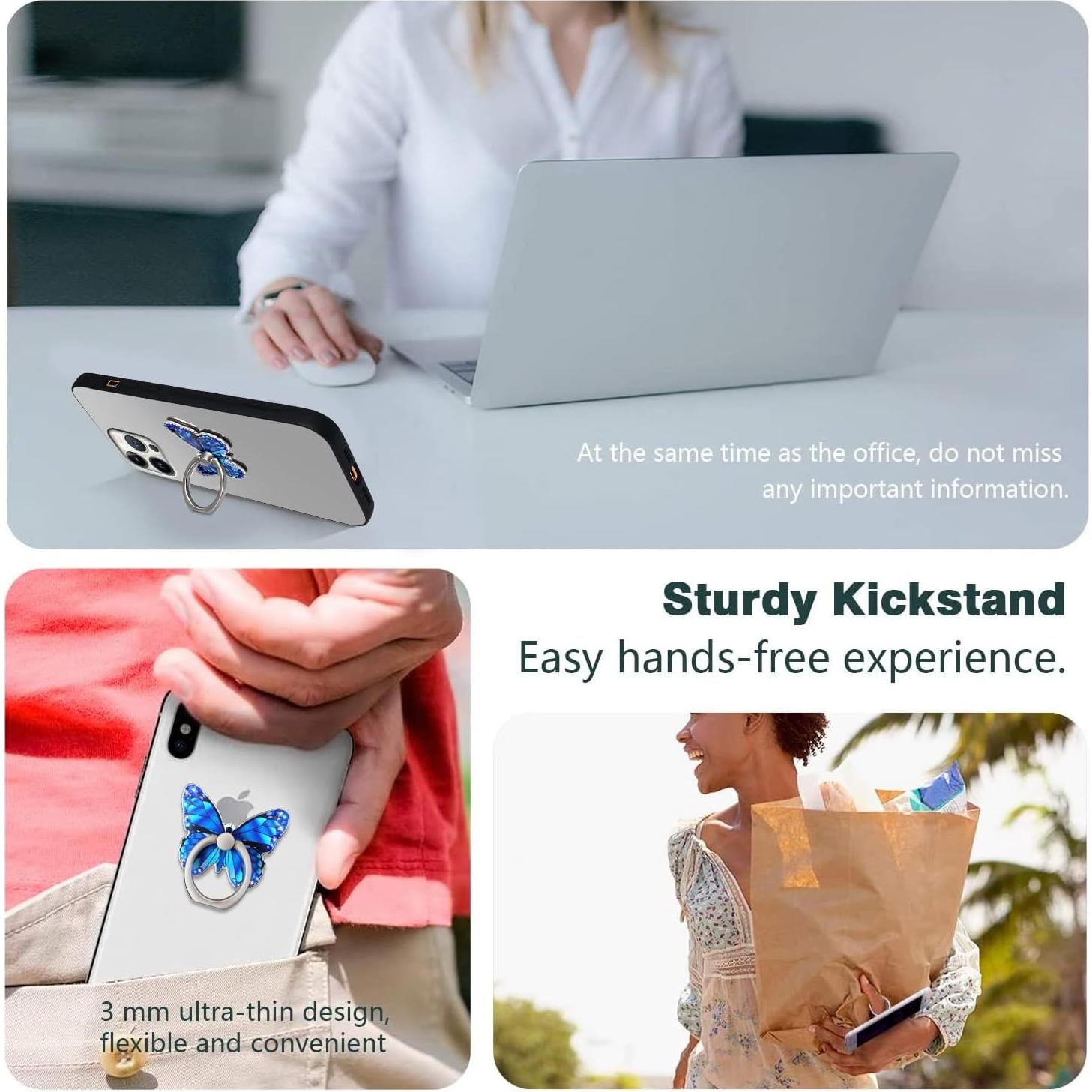 Soporte para teléfono Cavdycidy Mariposa Azul Profundo 360°