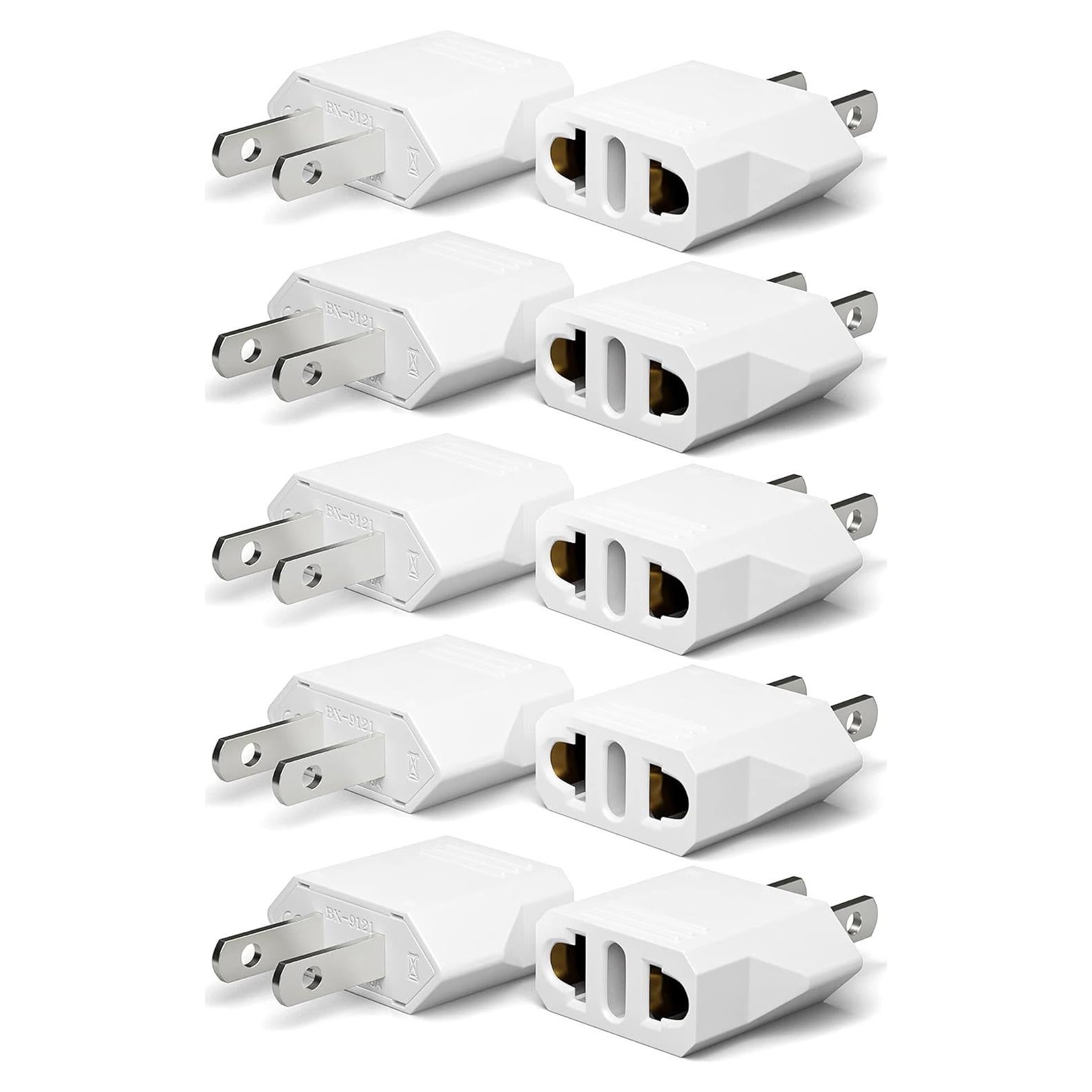 Adaptador de Enchufe Unidapt 10-Pack UE a EE. UU. Blanco