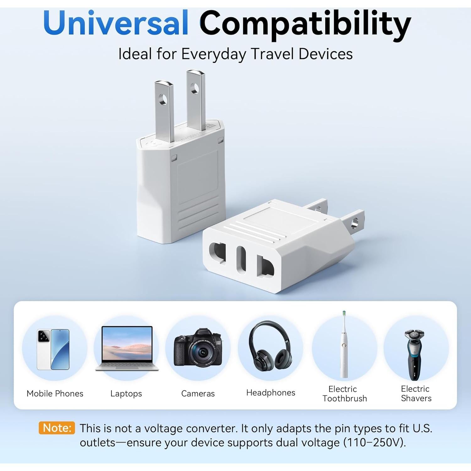 Adaptador de Enchufe Unidapt 10-Pack UE a EE. UU. Blanco