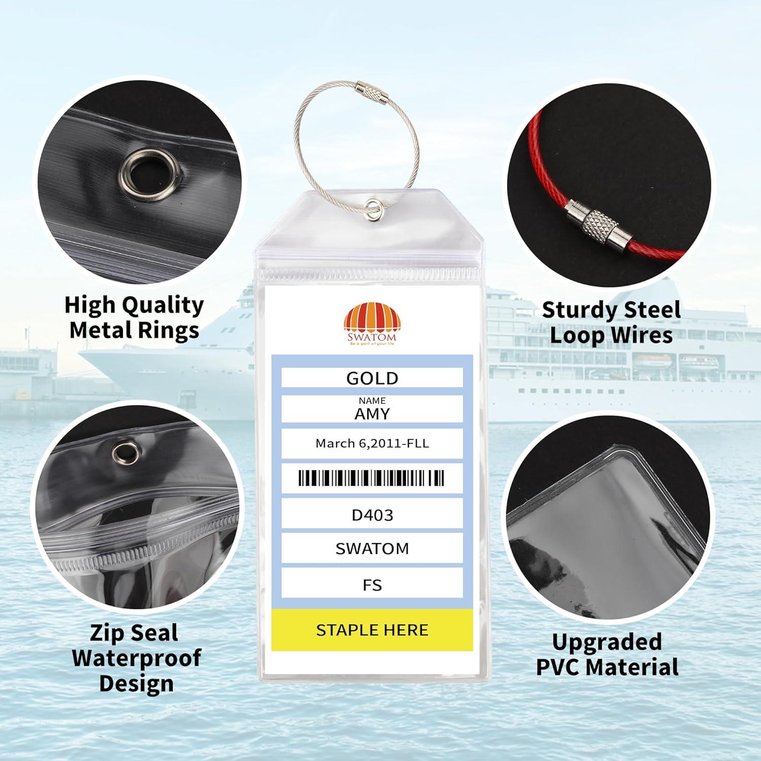 Etiquetas de Equipaje SWATOM Impermeables 8 Piezas 18.5x8.9 cm