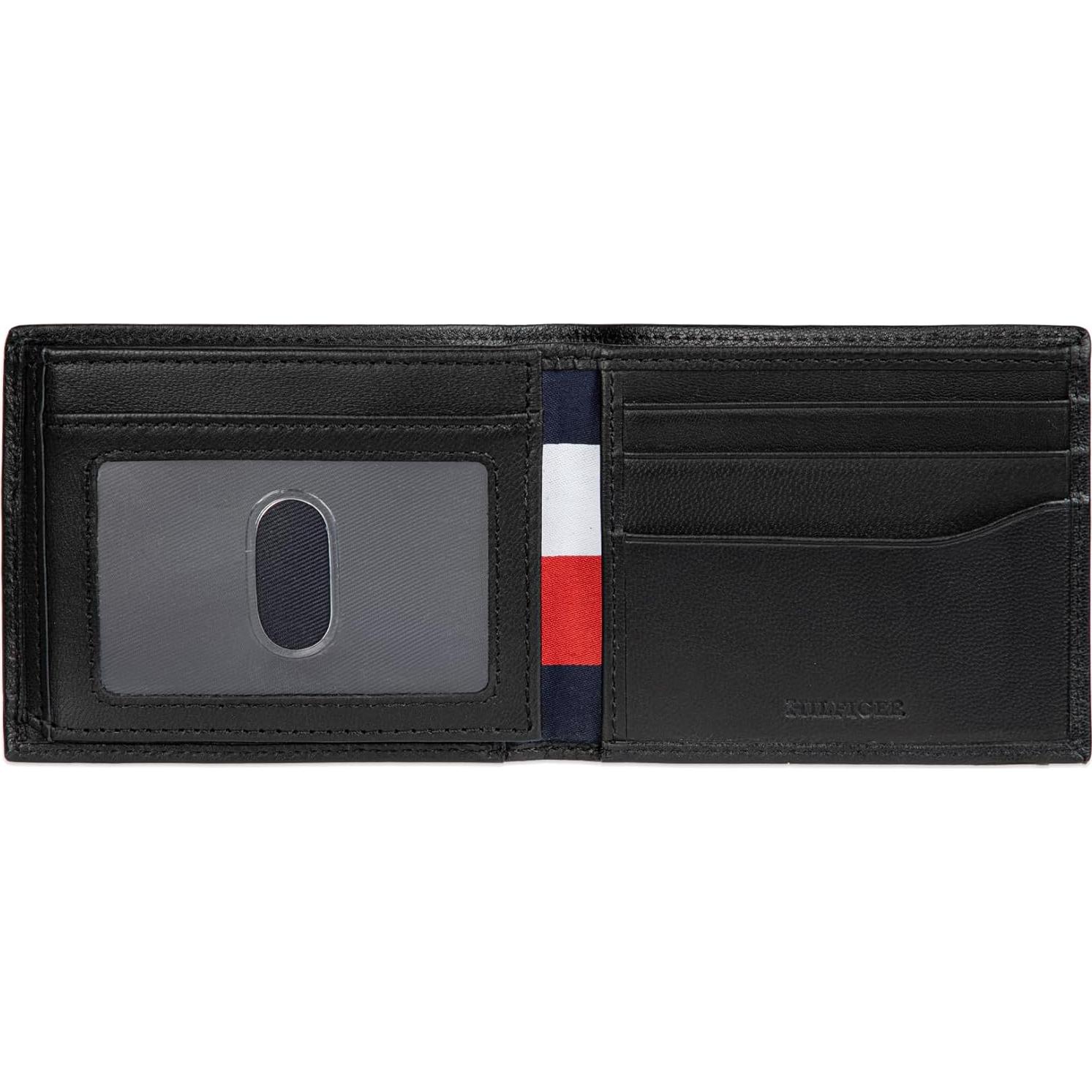 Cartera Bifold de Cuero Tommy Hilfiger para Hombre - Negro, 6 Ranuras