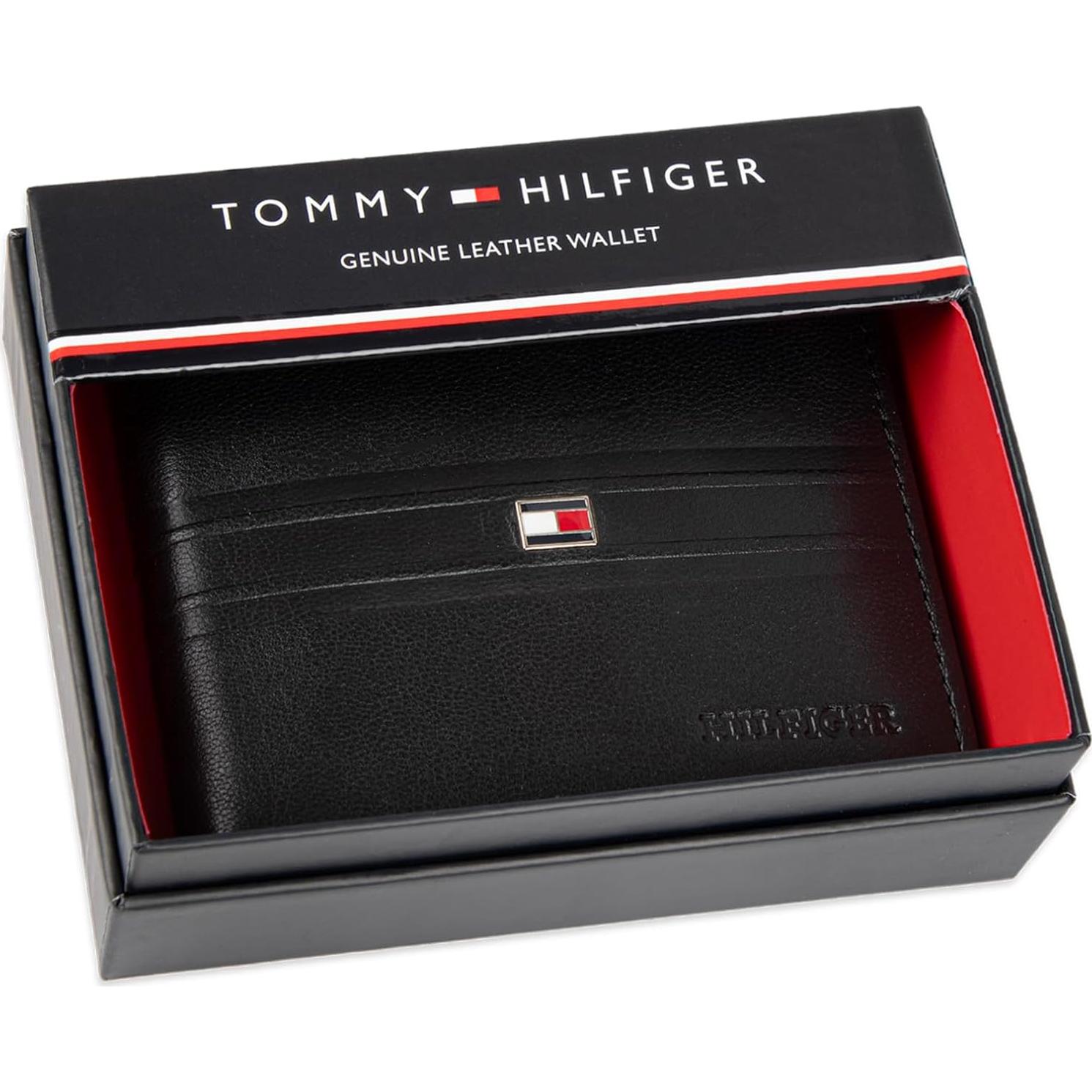 Cartera Bifold de Cuero Tommy Hilfiger para Hombre - Negro, 6 Ranuras