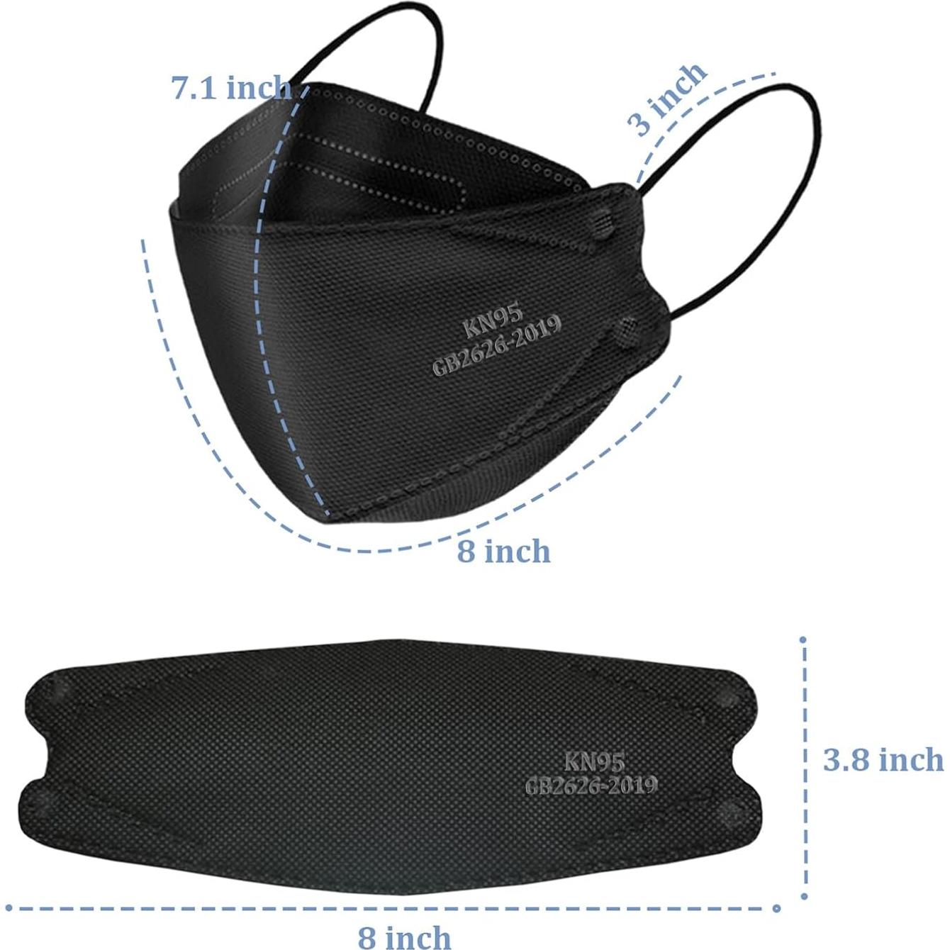 Mascarillas desechables KN95 AKGK 50 unidades negras 5 capas