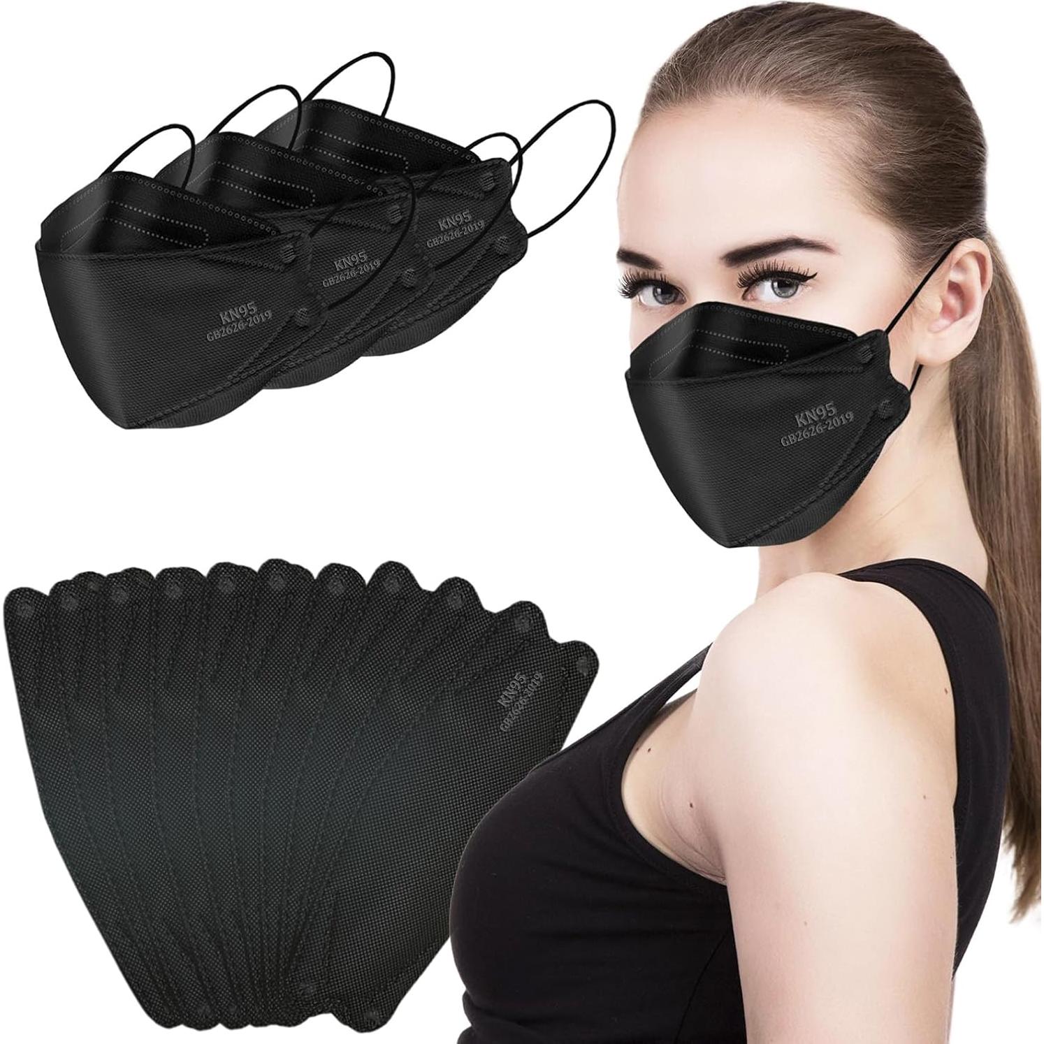 Mascarillas desechables KN95 AKGK 50 unidades negras 5 capas