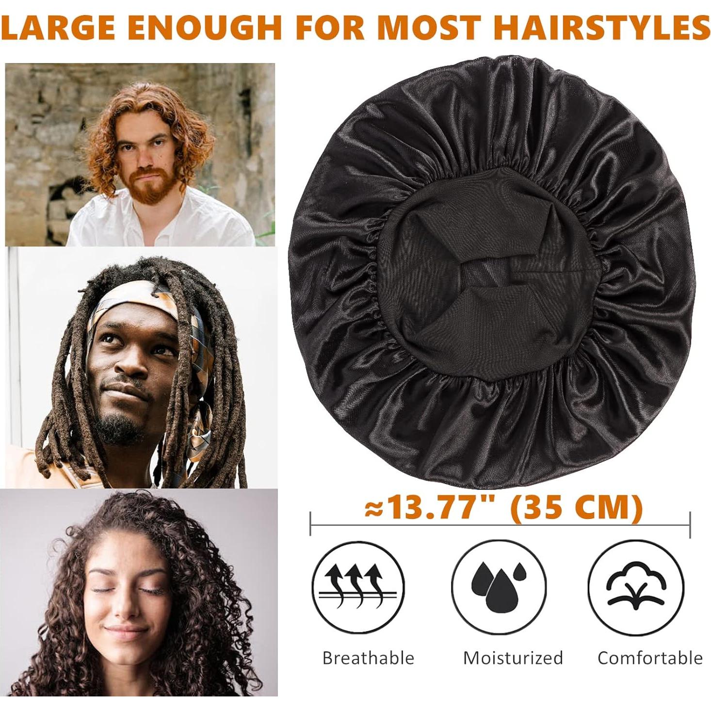 Bonete de satén reversible Himoswis para dormir - Grande, Negro