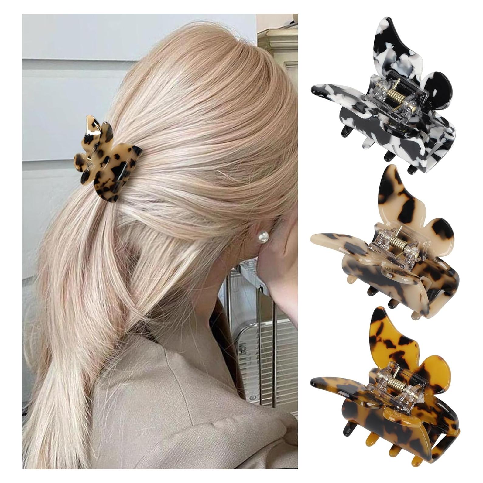 Pinzas para el cabello mariposa NAISIER - 3 colores, 10 cm