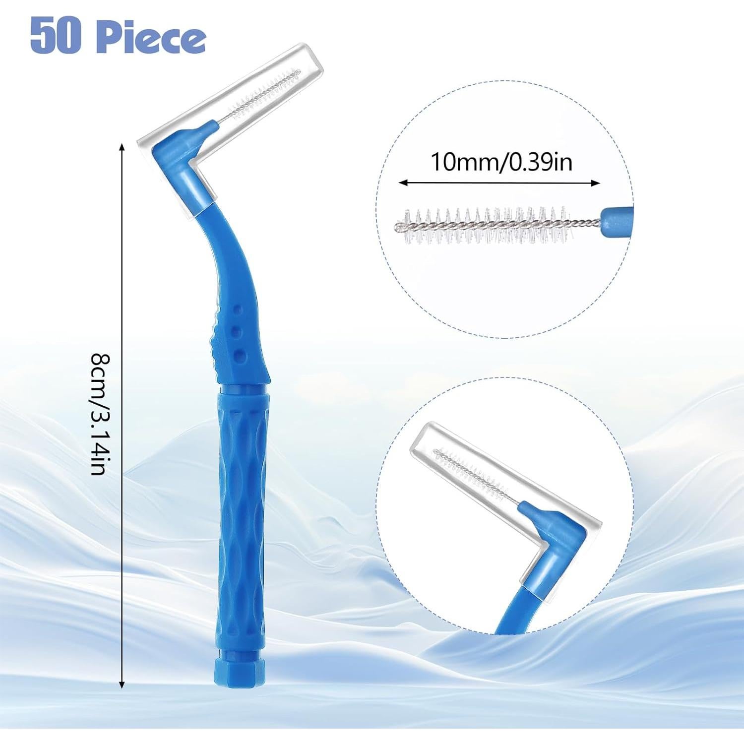 50 Cepillos Interdentales Lanjue Azul Mango Antideslizante