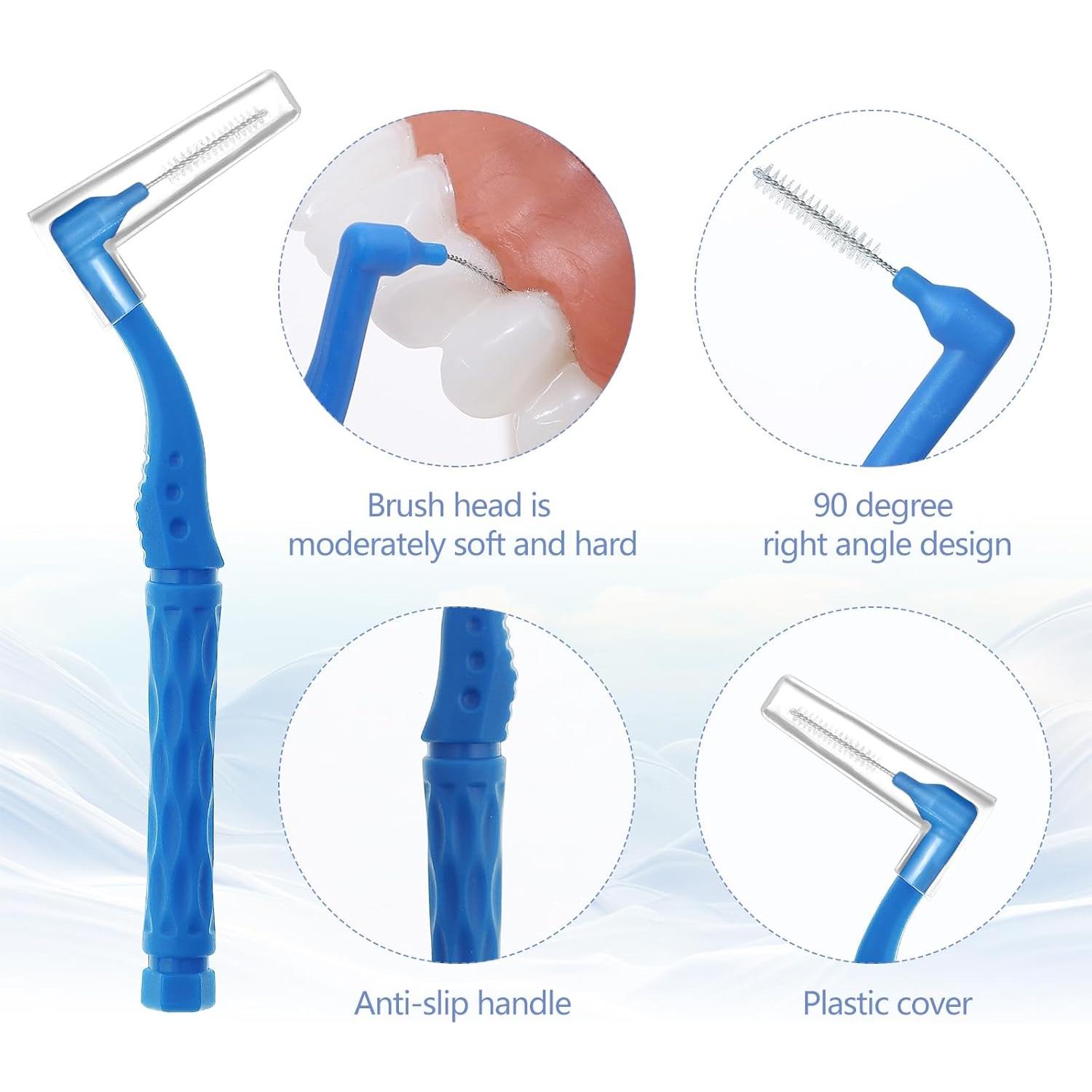 50 Cepillos Interdentales Lanjue Azul Mango Antideslizante