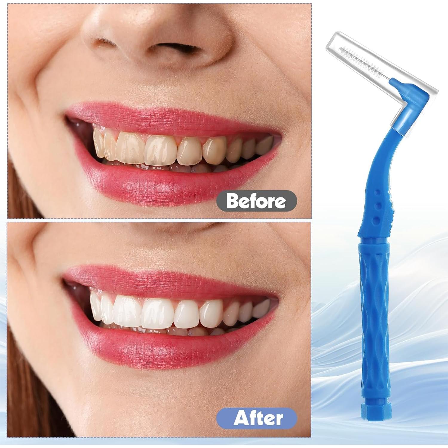 50 Cepillos Interdentales Lanjue Azul Mango Antideslizante