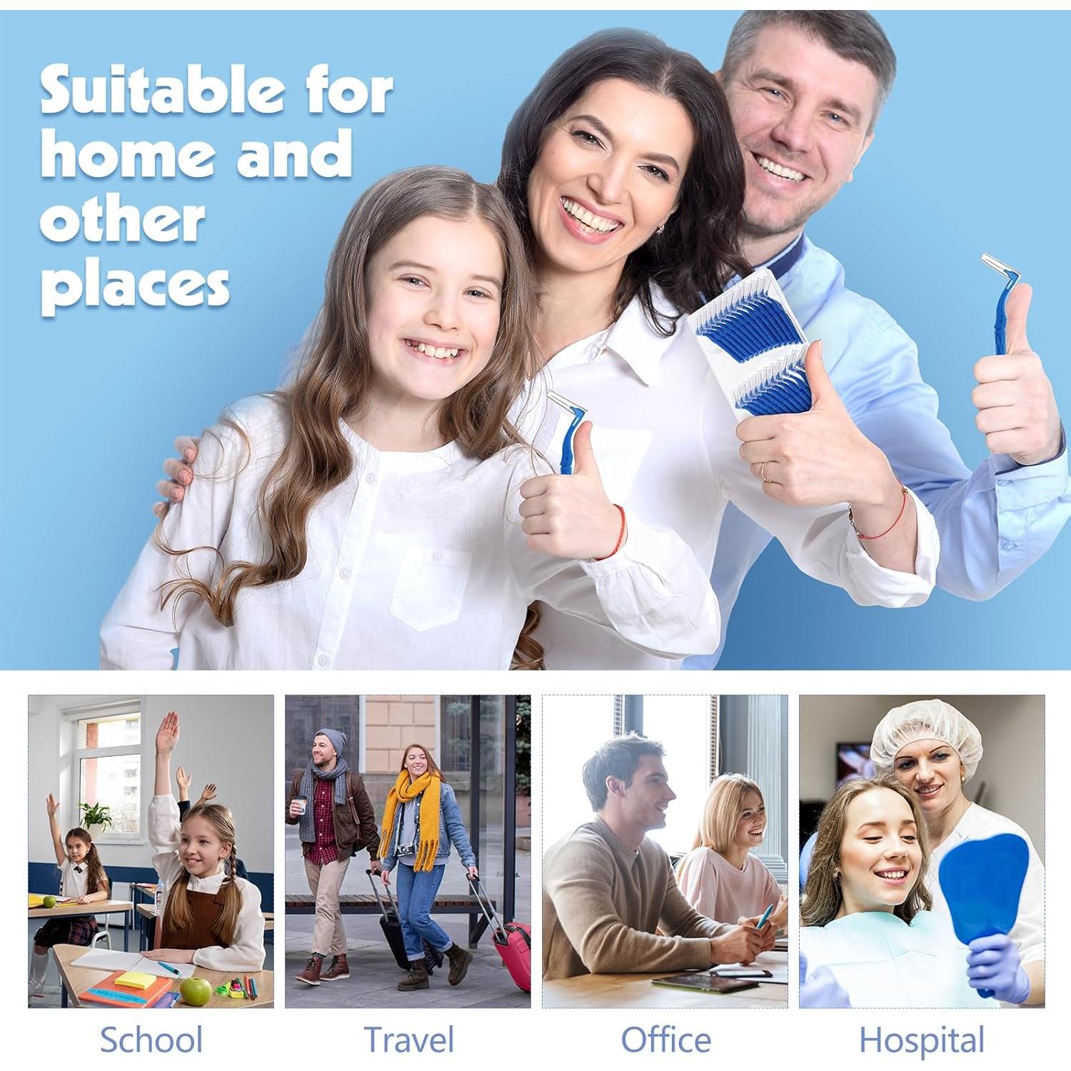 50 Cepillos Interdentales Lanjue Azul Mango Antideslizante