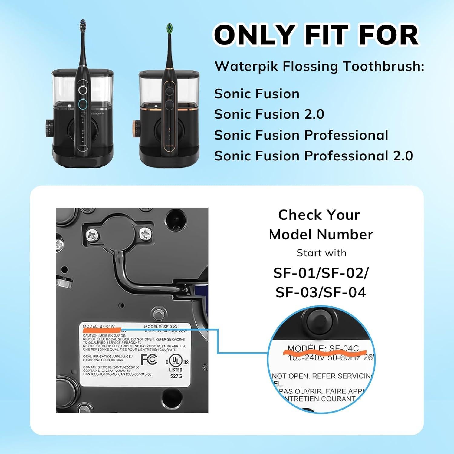 Paquete de 6 cabezales de cepillo Waterpik Sonic Fusion - Negro