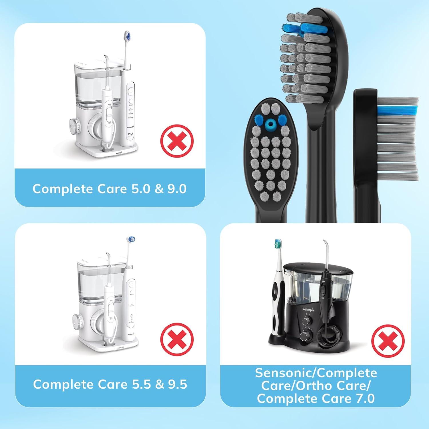 Paquete de 6 cabezales de cepillo Waterpik Sonic Fusion - Negro
