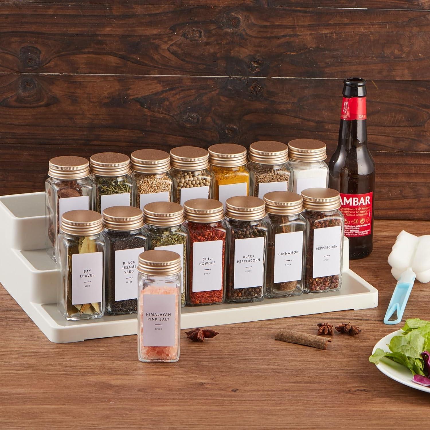 Set de 25 Tarros de Especias de Vidrio Skiileor 4oz con Accesorios