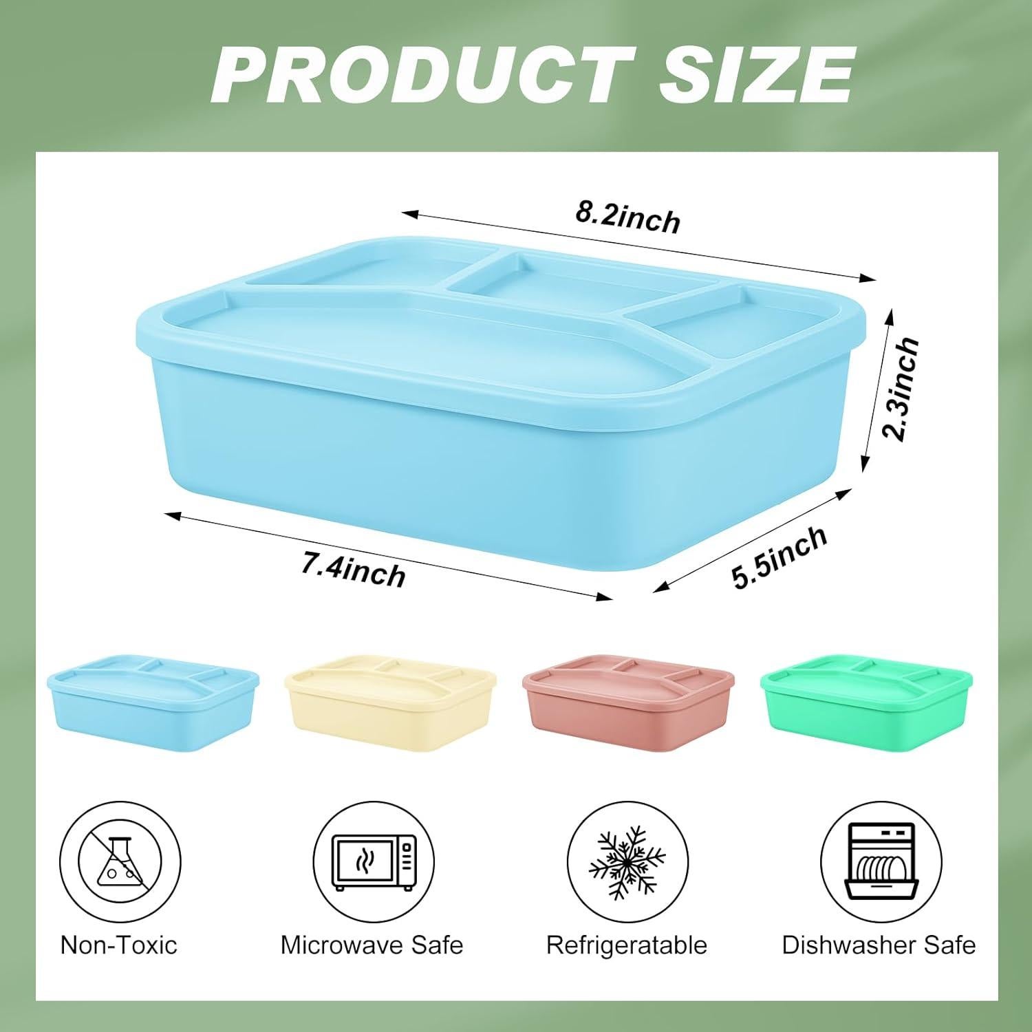 4 Cajas Bento de Silicona Ziliny Rectangulares a Prueba de Fugas