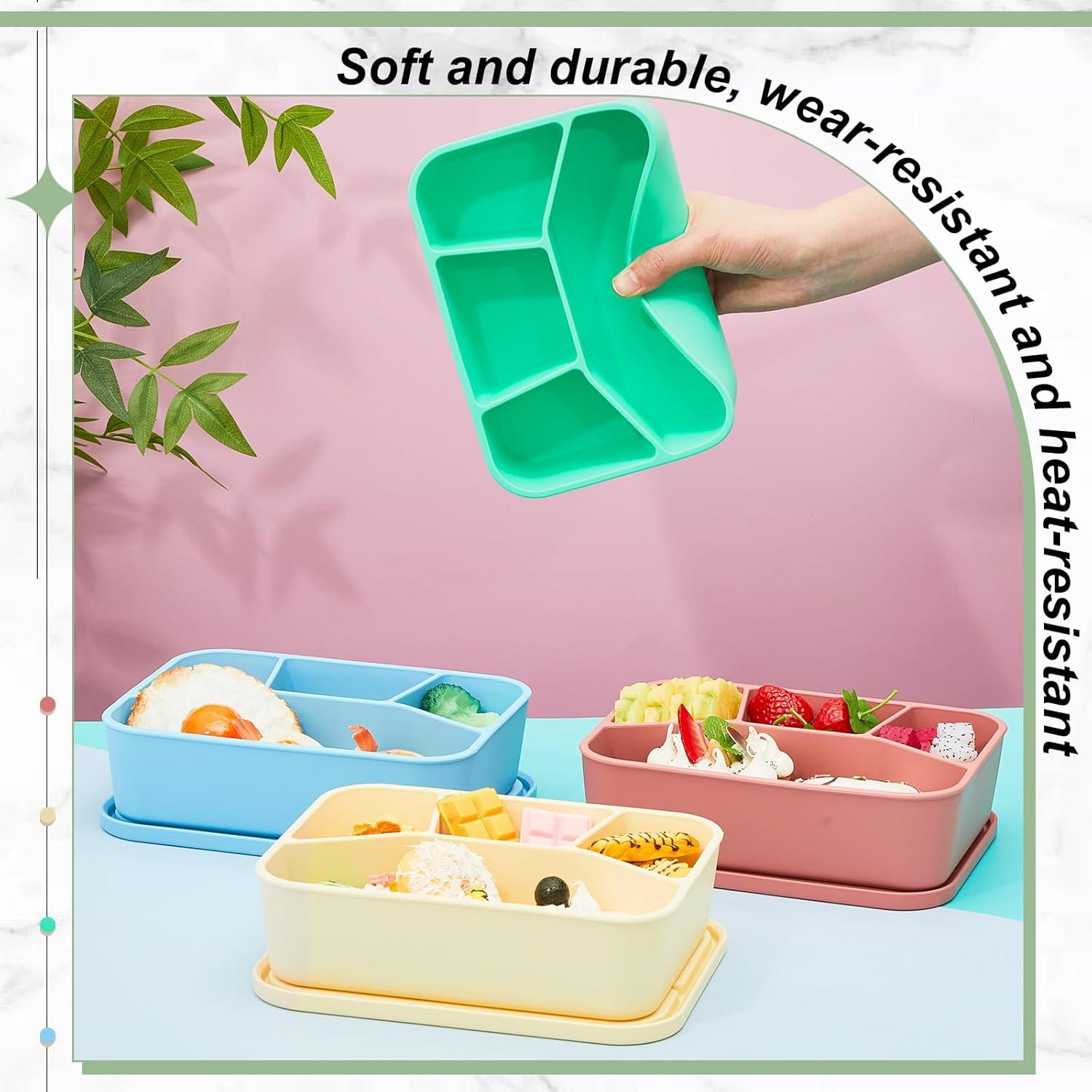 4 Cajas Bento de Silicona Ziliny Rectangulares a Prueba de Fugas