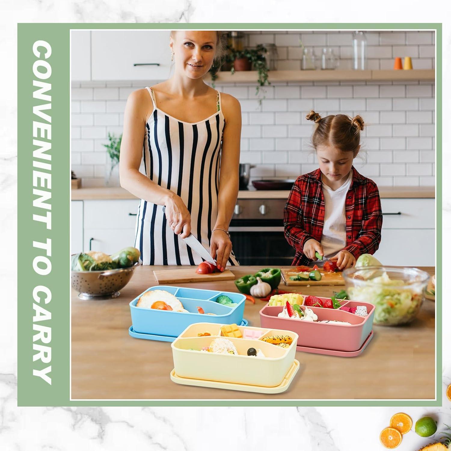 4 Cajas Bento de Silicona Ziliny Rectangulares a Prueba de Fugas