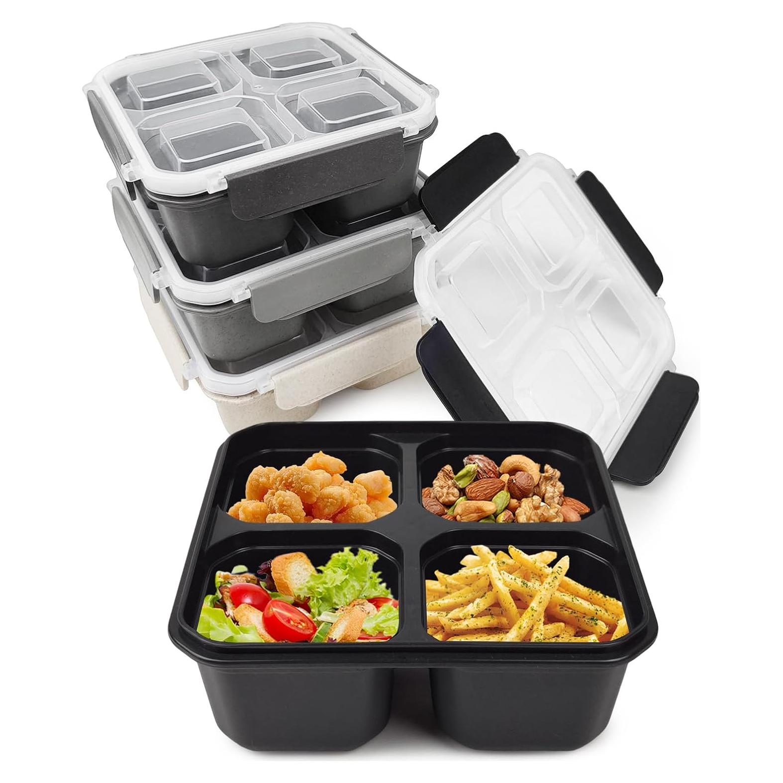 Set de 4 Cajas Bento Greenandlife 680ml Apta Microondas Gris