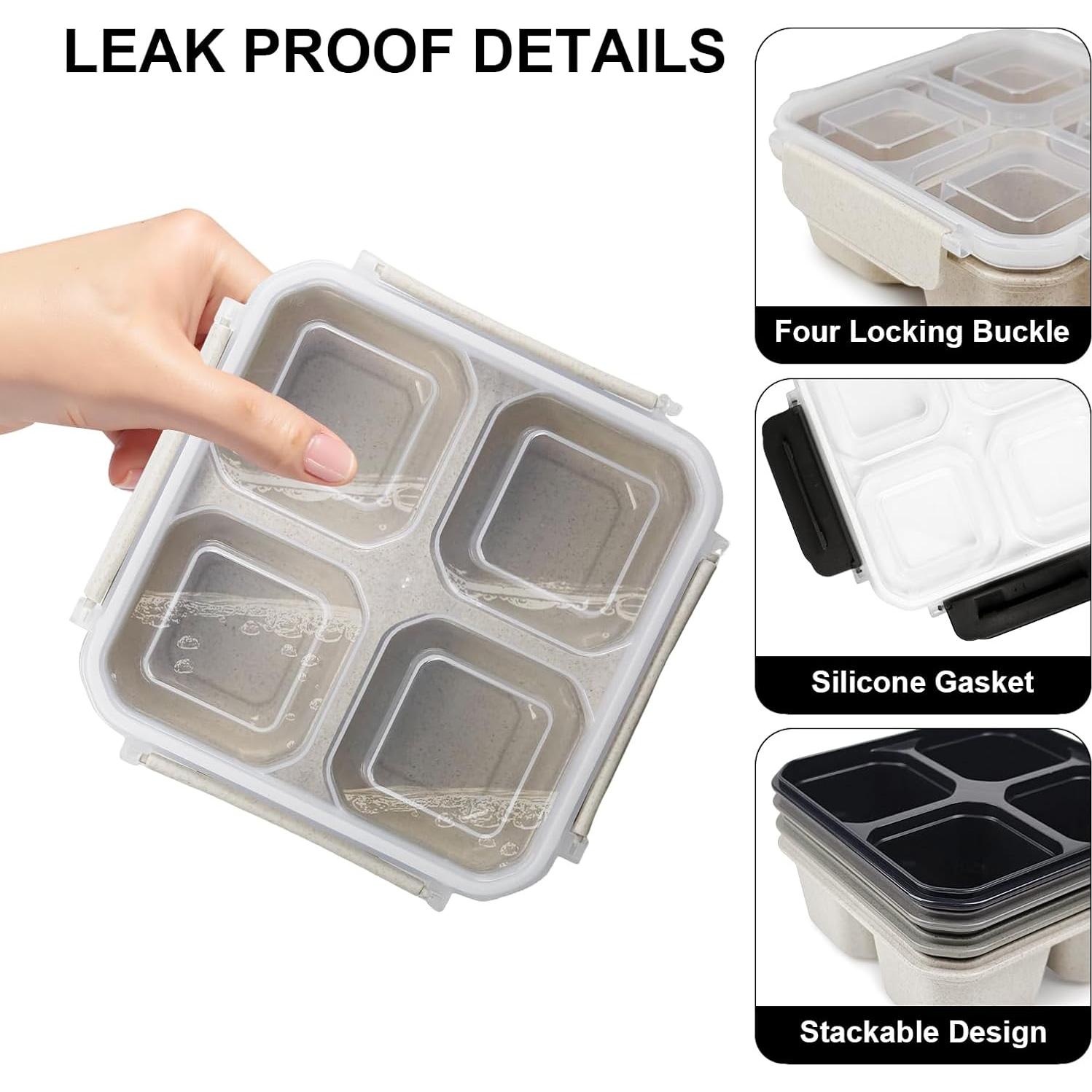 Set de 4 Cajas Bento Greenandlife 680ml Apta Microondas Gris