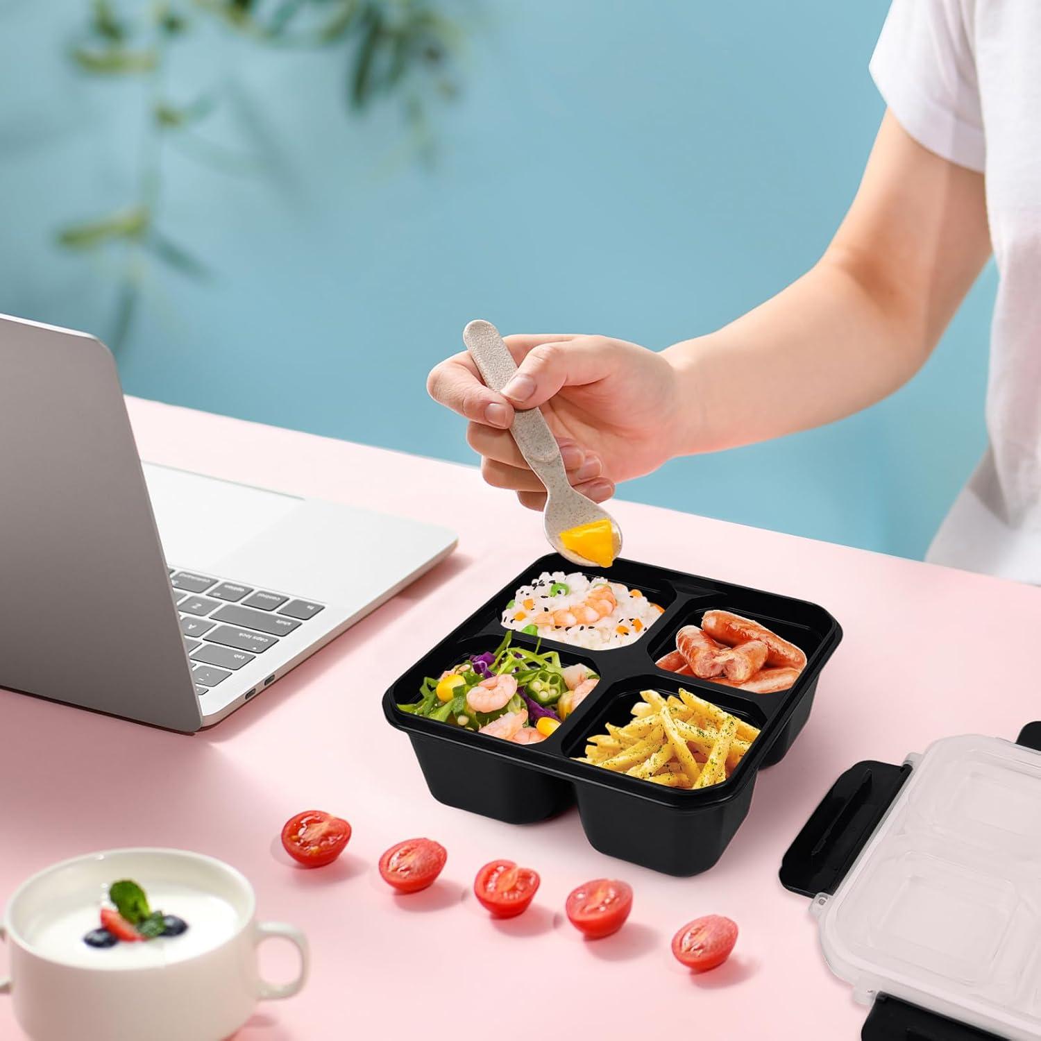 Set de 4 Cajas Bento Greenandlife 680ml Apta Microondas Gris