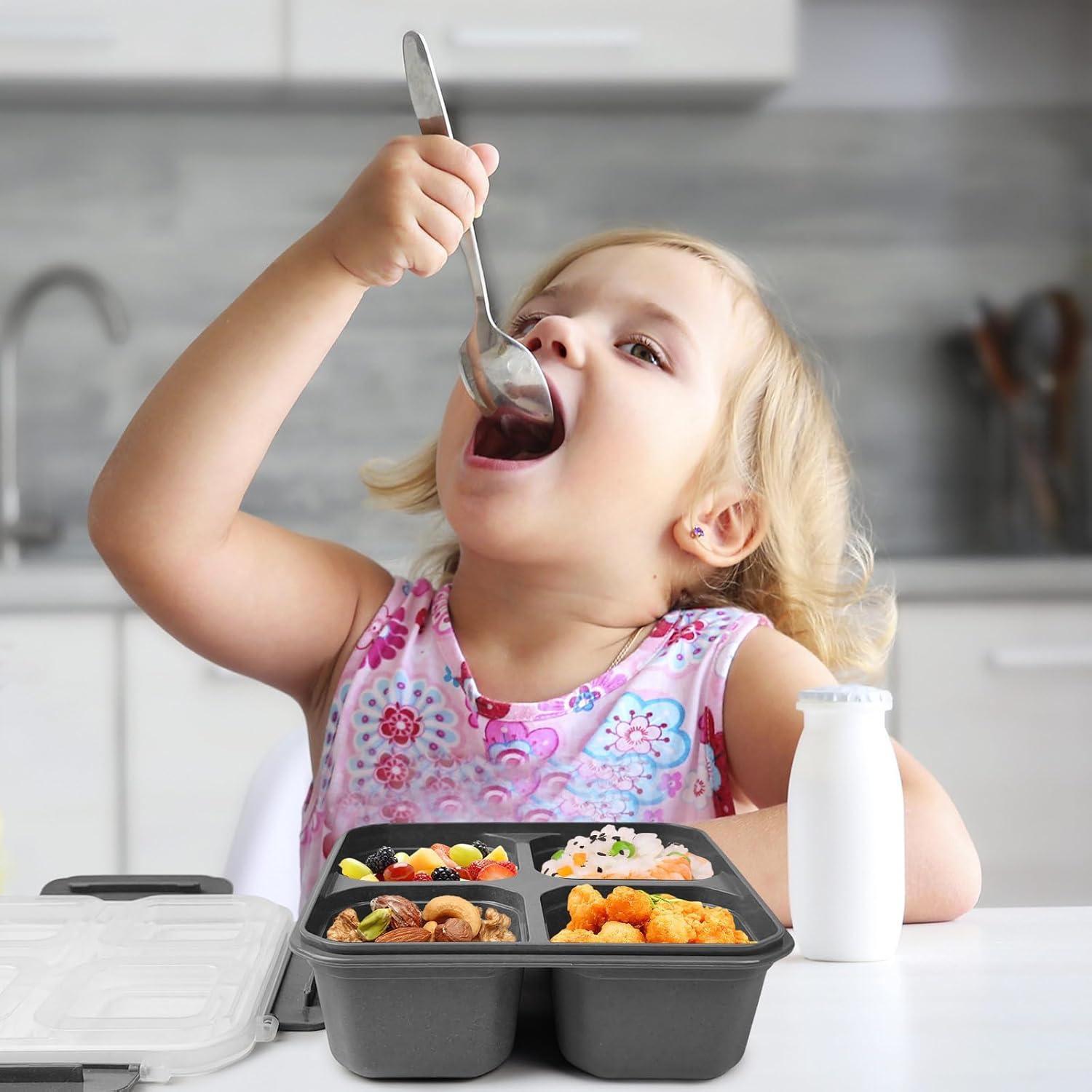 Set de 4 Cajas Bento Greenandlife 680ml Apta Microondas Gris