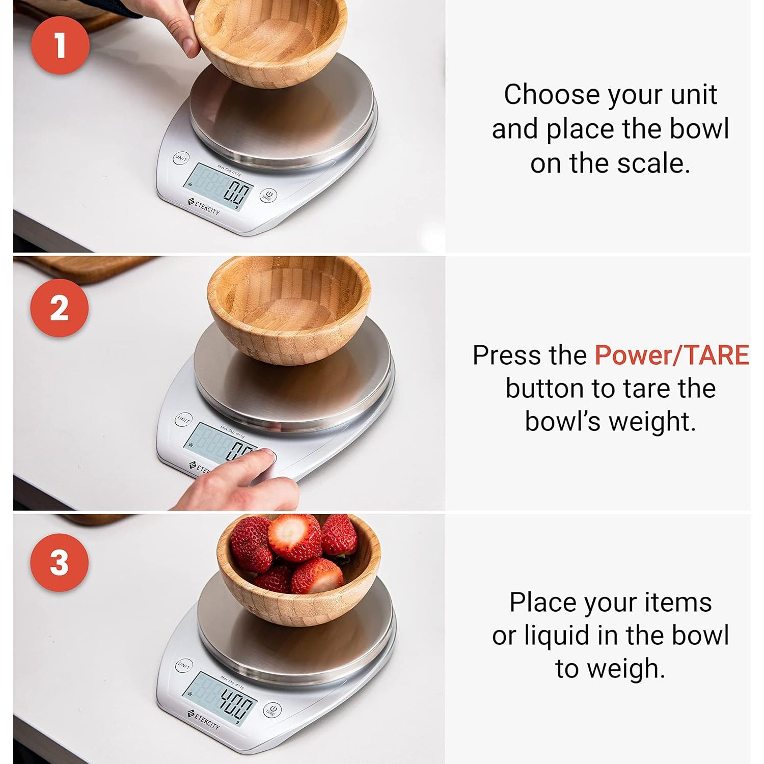 Balanza de Cocina Digital Etekcity 5kg con Tazón Desmontable