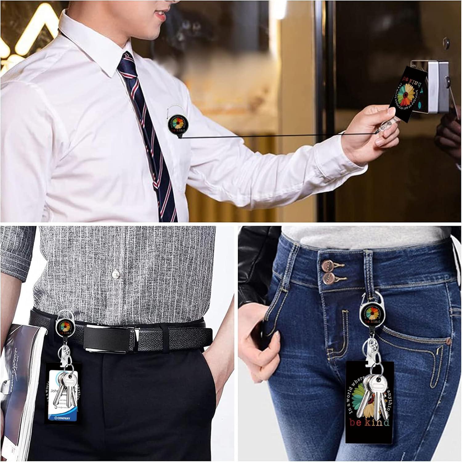 Portatarjetas vertical Dooyilets con carrete retráctil y cordón