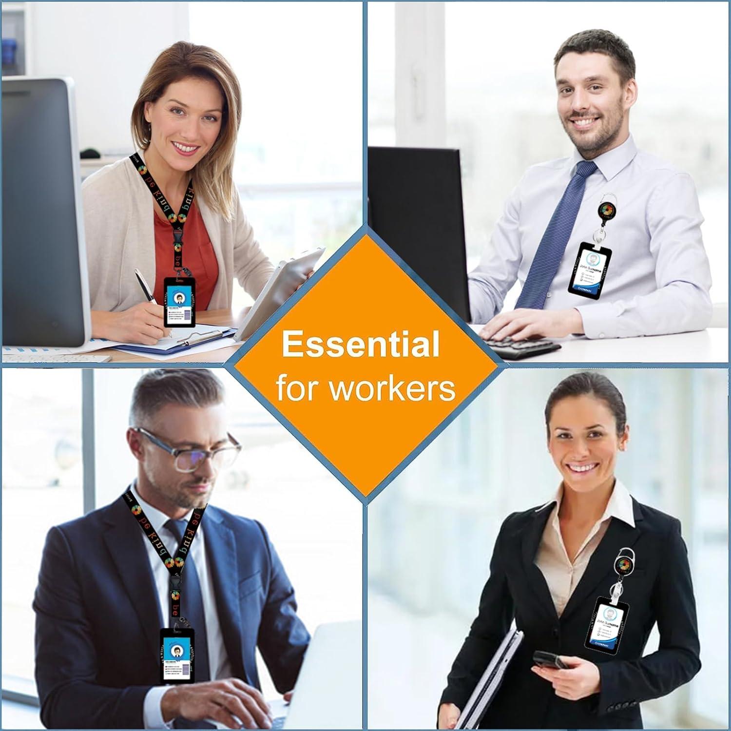 Portatarjetas vertical Dooyilets con carrete retráctil y cordón