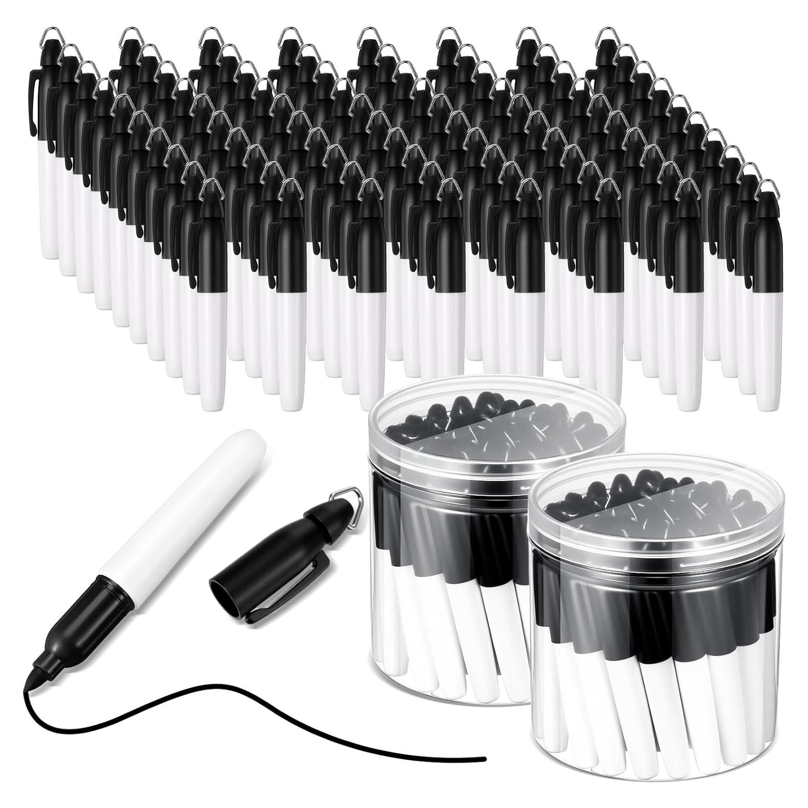 Ctosree 80 Mini Marcadores Permanentes con Clips de Llave - Negro