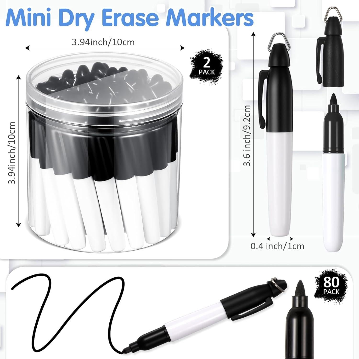 Ctosree 80 Mini Marcadores Permanentes con Clips de Llave - Negro