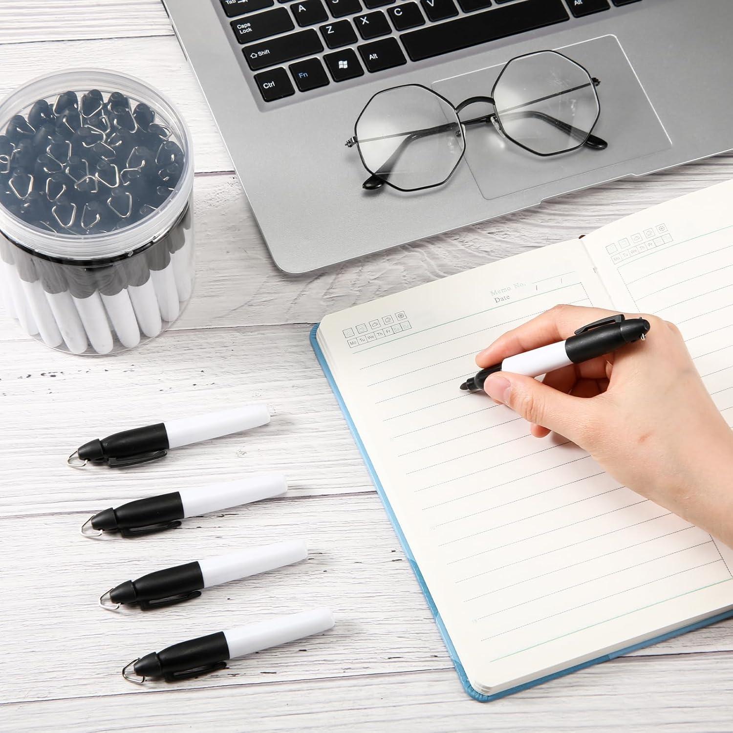 Ctosree 80 Mini Marcadores Permanentes con Clips de Llave - Negro