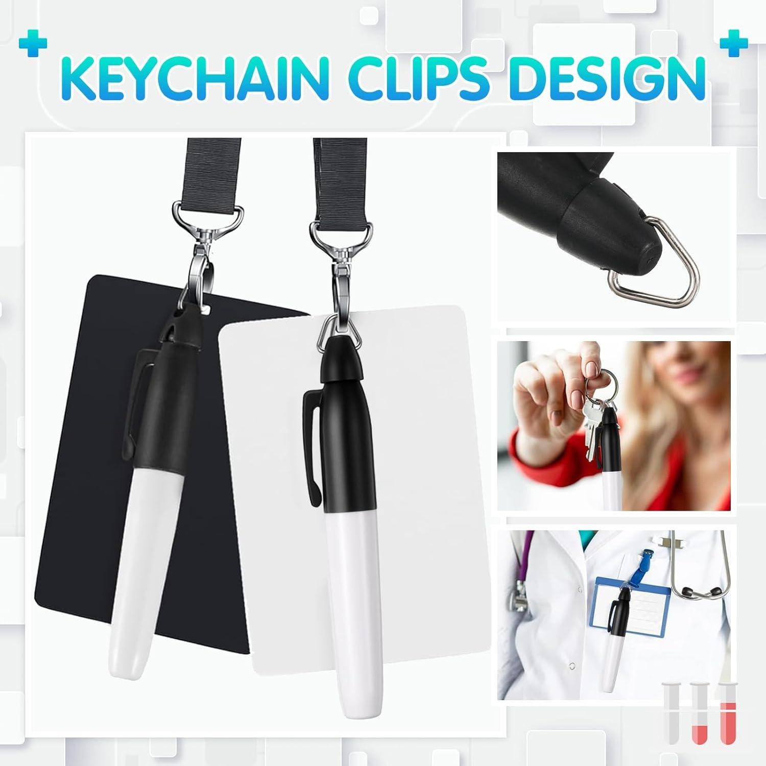 Ctosree 80 Mini Marcadores Permanentes con Clips de Llave - Negro