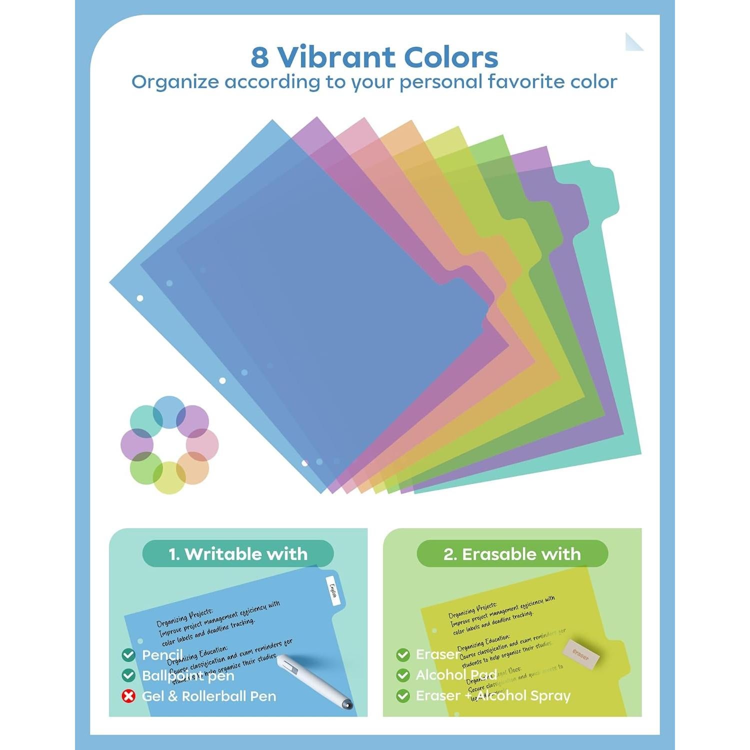 Separadores de Carpetas BiuLeon 8 Tabuladores Reutilizables