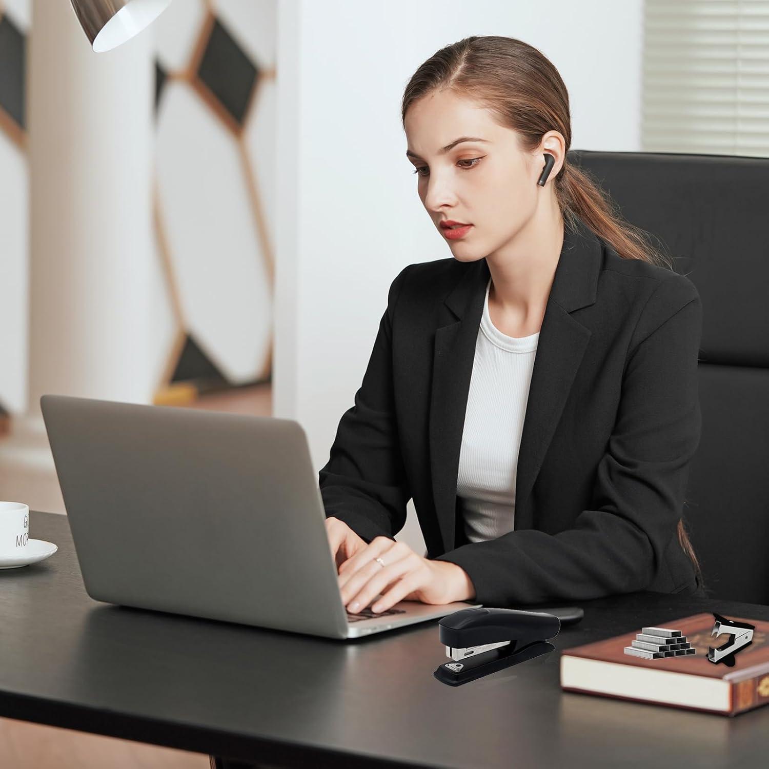 Grapadora de Oficina UPSIME Negra 25 Hojas + 2000 Grapas