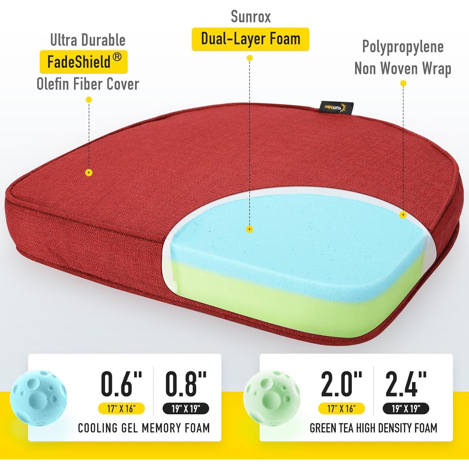 Cojines de Silla SUNROX 43x40 cm Espuma Memoria Resistente Agua (Set 2)