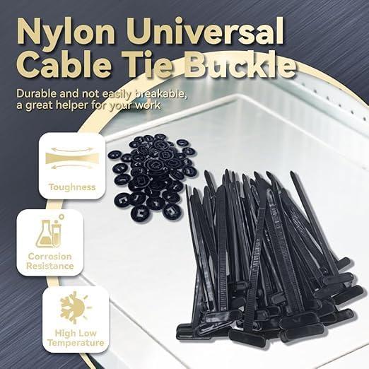 Hebilla de Brida de Cable Universal Leocfy 50PCS Nylon Resistente