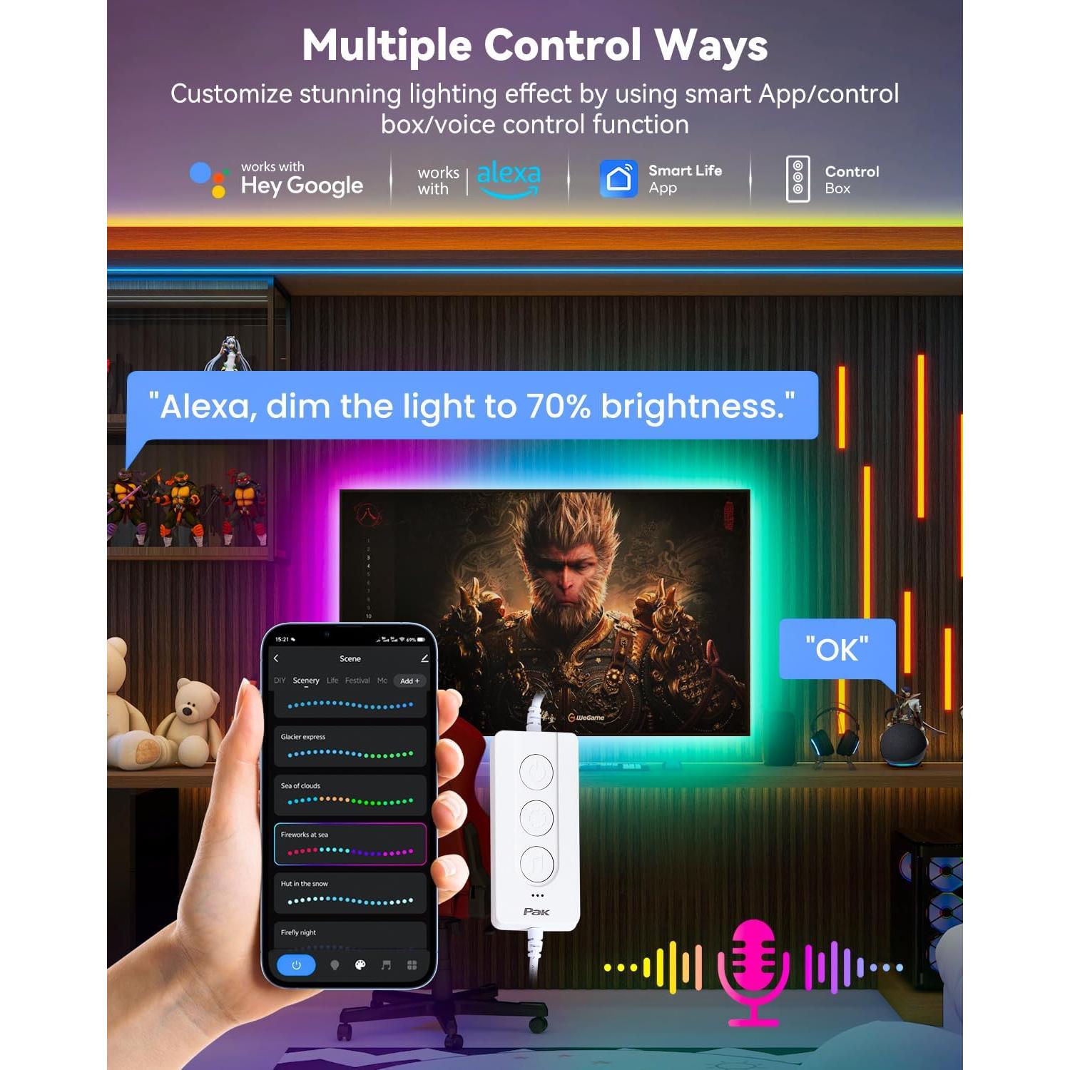 Tira LED Inteligente RGB+IC Pak 5m con Control APP y Sincronización